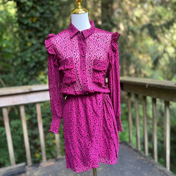 Misa Los Angeles Pink Long Sleeve Dress